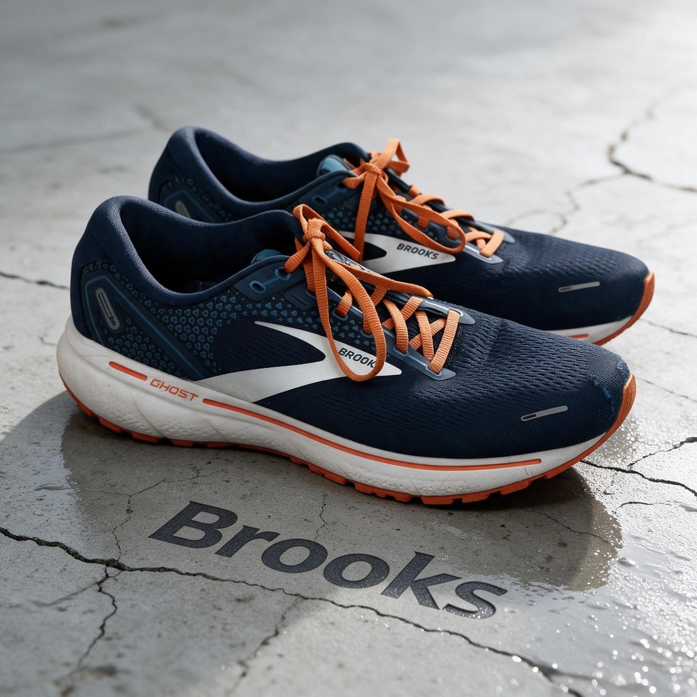 Brooks Ghost 14 Mens Running Shoes Size 12 Navy Blue Orange 1103691D488